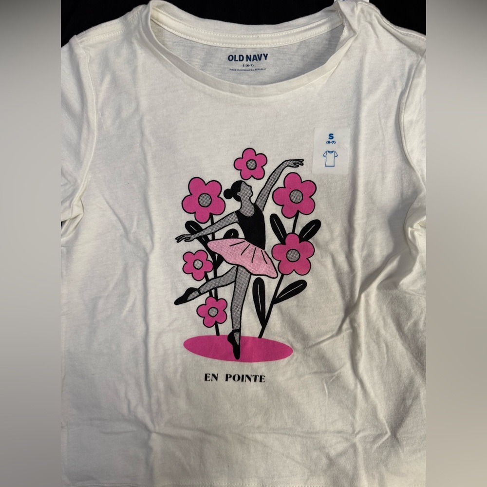 NEW Old Navy White Tee with Pink Floral Design